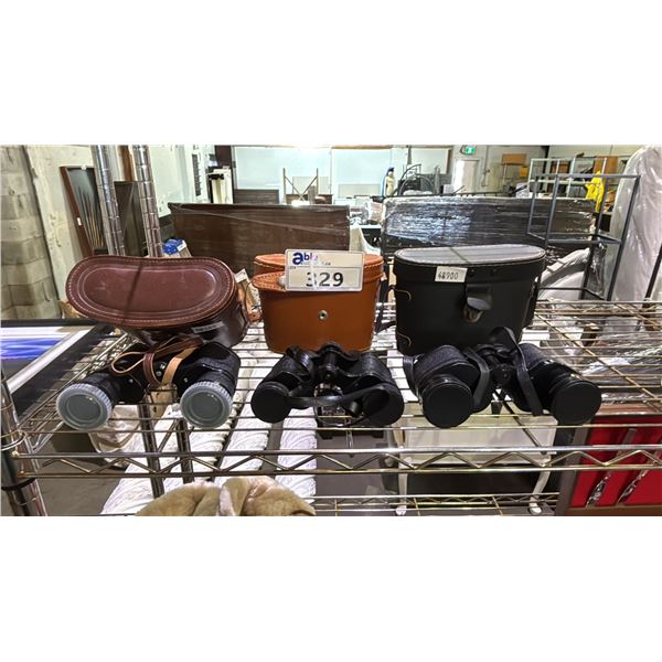 (3) ASSORTED VINTAGE BINOCULARS WITH LEATHER CASES