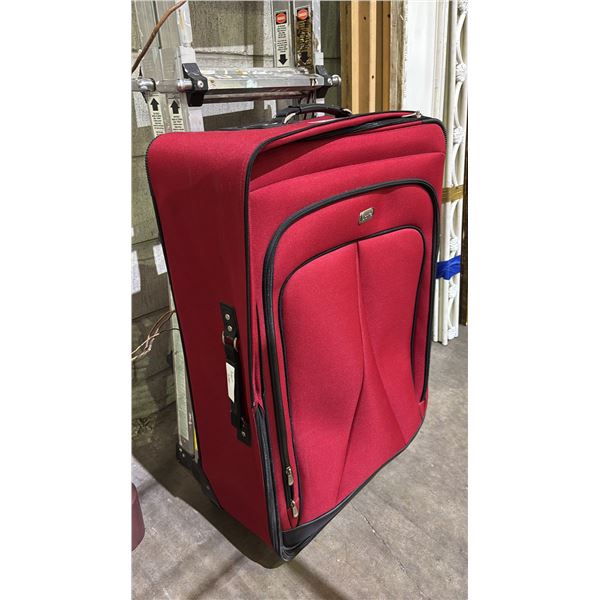 DIONITE LARGE RED SOFT SIDE ROLLING LUGGAGE WITH TELESCOPING HANDLE