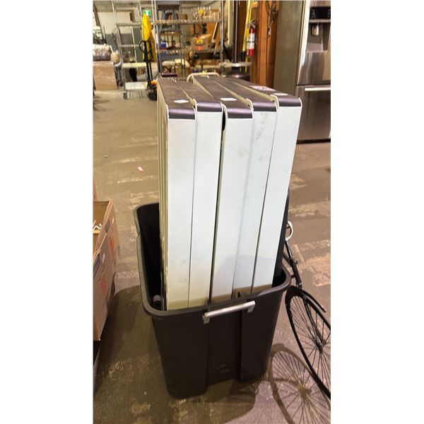 TOTE OF PLASTIC SHELVING PIECES