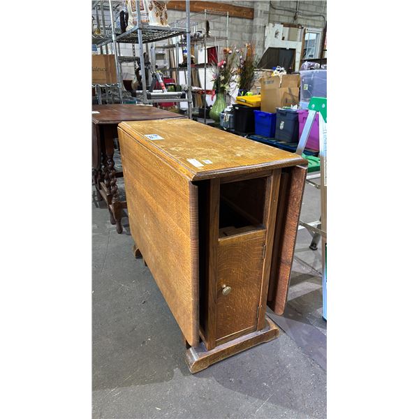 VINTAGE OAK DROP-LEAF TABLE WITH BUILT-IN STORAGE
