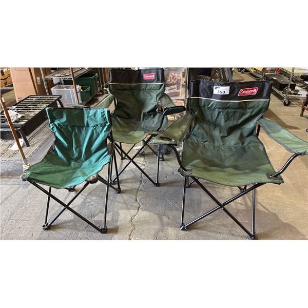 (3) FOLDING CAMP CHAIRS: 2 ARE COLEMAN