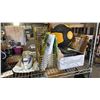 Image 4 : RACK OF ASSTD. HOME ITEMS: VASES, BASKETS, HANDHELD FABRIC STEAMER, TOTE OF ASSTD YARN & MORE *RACK