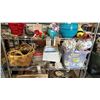 Image 7 : RACK OF ASSTD. HOME ITEMS: VASES, BASKETS, HANDHELD FABRIC STEAMER, TOTE OF ASSTD YARN & MORE *RACK