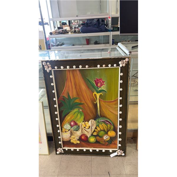VINTAGE FRAMED ORIGINAL OIL ON CANVAS PAINTING SIGNED C BERNARDO '71: APPROX. 38" X 28"