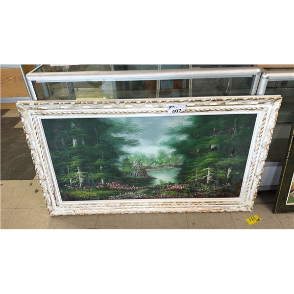 FRAMED ORIGINAL OIL ON CANVAS LANDSCAPE PAINTING: APPROX. 55" X 32"