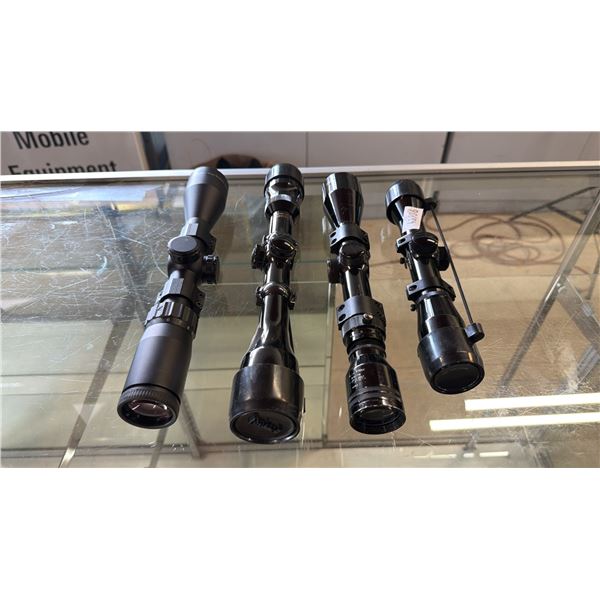 (4) ASSORTED RIFLE SCOPES: CABELAS, BUSHNELL & MORE