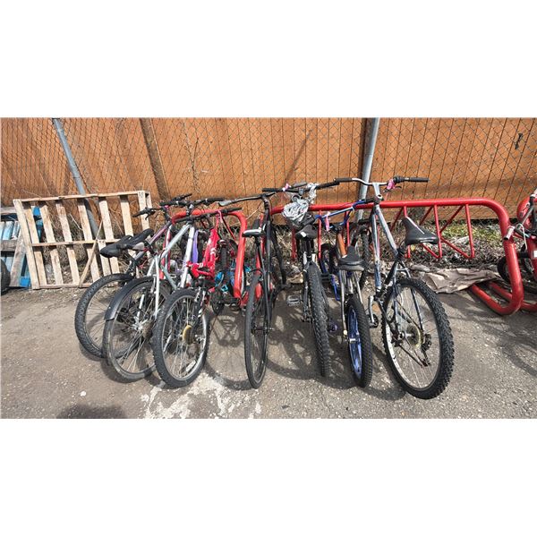 7 ASSORTED MOUNTAIN BIKES INCLUDING KONA SUPERCYCLE, AVIGO, HUFFY TUNDRA AND MORE