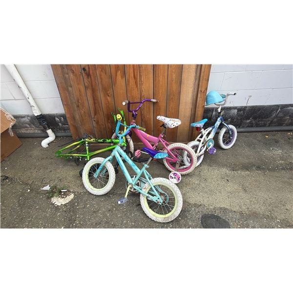 3 ASSORTED KIDS BIKE AND 1 FRAME INCLUDING MOVELO AND MORE