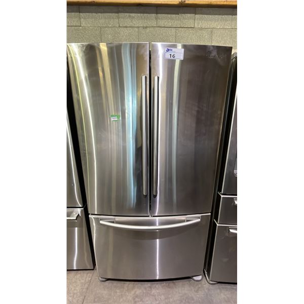 SAMSUNG 36" WIDE STAINLESS STEEL FRENCH DOOR FRIDGE WITH BOTTOM FREEZER DRAWER