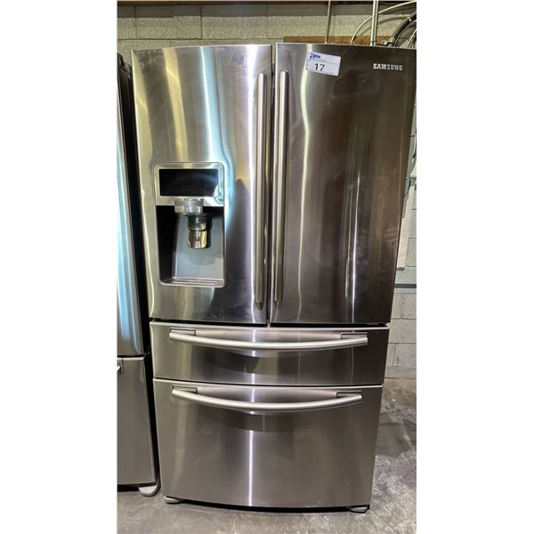 SAMSUNG 36"W STAINLESS STEEL FRENCH DOOR FRIDGE WITH WATER & ICE DISPENSER & BOTTOM FREEZER DRAWER