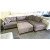Image 1 : 2 PIECE BROWN FABRIC SECTIONAL SOFA WITH CHASE AND STORAGE OTTOMAN