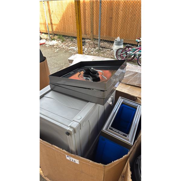 PALLET OF ASSORTED RECYCLE BINS WITH LIDS *MUST TAKE ALL*