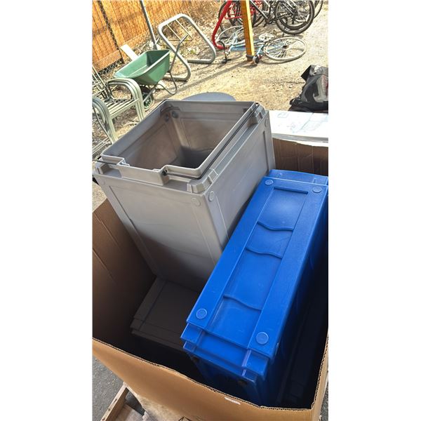PALLET OF ASSORTED RECYCLE BINS WITH LIDS *MUST TAKE ALL*