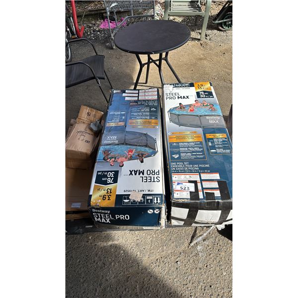 (2) STEEL PRO MAX POOLS, POOL FILTER & STEEL PRO MAX POOL POLES *UNKNOWN WORKING CONDITION/MAY BE