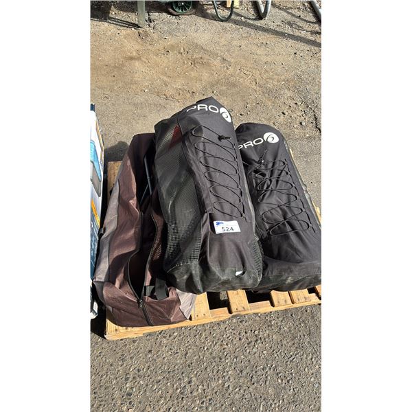 FOLDING CHAIR IN BAG & (2) INFLATABLE PADDLE BOARDS *UNKNOWN WORKING CONDITION/MAY BE MISSING PARTS