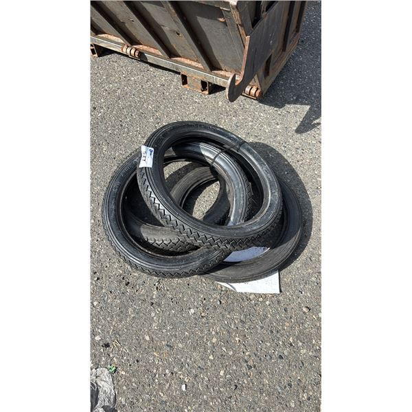 (4) ASSORTED AVON MOTORCYCLE TIRES: 325-19, 400-18 & 410H19