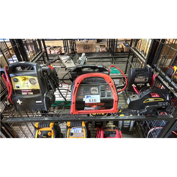 SHELF OF ASSORTED PORTABLE CAR BATTERY JUMP STARTERS & POWER PACKS *UNKNOWN WORKING CONDITION*