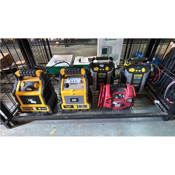SHELF OF ASSORTED PORTABLE CAR BATTERY JUMP STARTERS & POWER PACKS *UNKNOWN WORKING CONDITION*