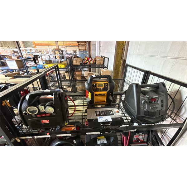 SHELF OF ASSORTED PORTABLE CAR BATTERY JUMP STARTERS & POWER PACKS *UNKNOWN WORKING CONDITION*