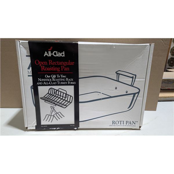 All-Clad Roti Pan Open Rectangular Roasting Pan w/ Roasting Rack & Turkey Forks