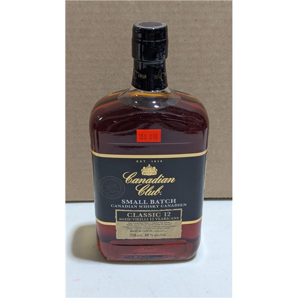 Sealed 750ml Canadian Club Aged 12 Years Small Batch Canadian Whisky