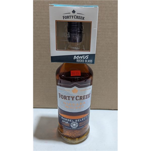 Sealed 750ml Forty Creek Niagra Canadian Whisky w/ Rocks Glass