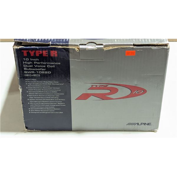 Alpine Type R 10" High Performance Dual-Voice Coil Subwoofer
