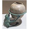Image 1 : Metal Asian Frog Planter w/ Clay Pot