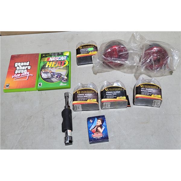 Grand Theft Auto, Nascar Heat Xbox Games and Headlight lot