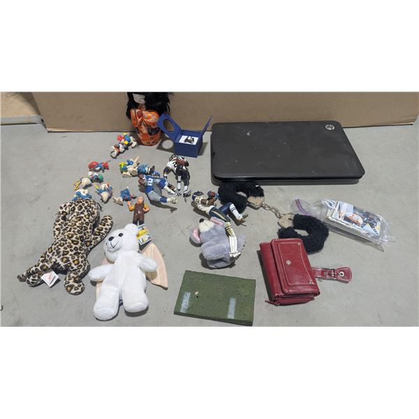 Novelties Lot, HP Laptop, Stuffed animals, Smurf Toys, Fuzzy Handcuffs