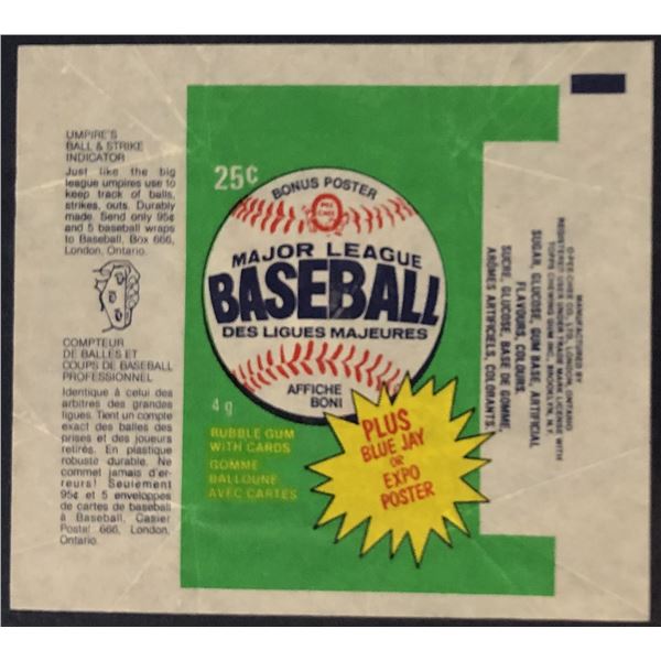 1981 O-PEE-CHEE BASEBALL WRAPPER