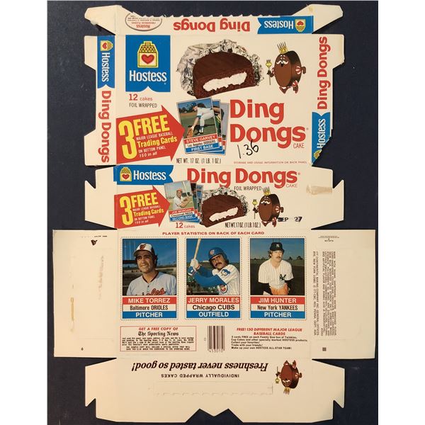 1976 HOSTESS DING DONGS BASEBALL COMPLETE BOX - CATFISH HUNTER (HOF)