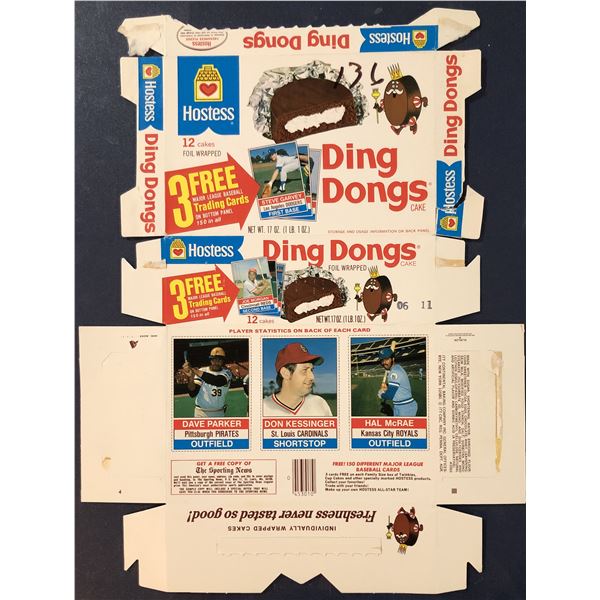 1976 HOSTESS DING DONGS BASEBALL COMPLETE BOX - DAVE PARKER (HOF)