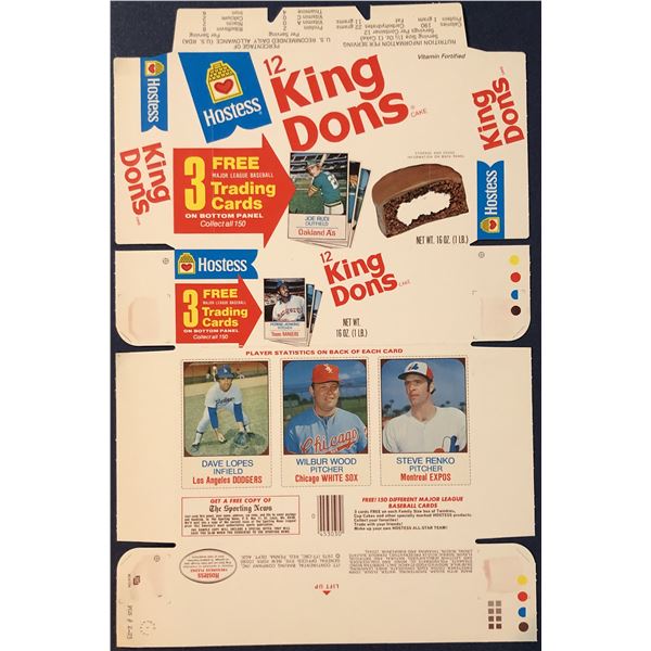 1976 HOSTESS KING DONS BASEBALL COMPLETE BOX - STEVE RENKO