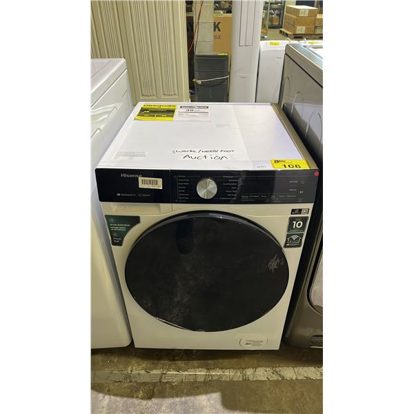 HISENSE CONNECT LIFE STEAM 3.1 CU. FT. FRONT LOAD WASHING MACHINE - *NEEDS FOOT*