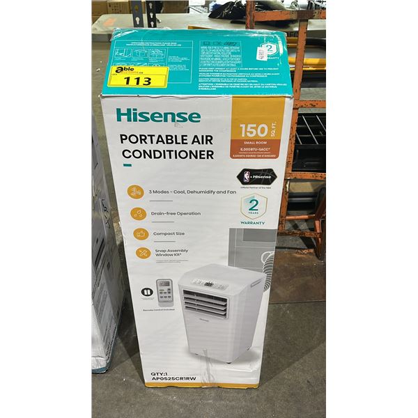 HISENSE 150 SQ. FT. 5000 BTU SACC PORTABLE AIR CONDITIONER WITH HOSE *IN BOX*