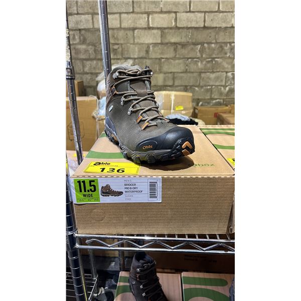 *NEW* PAIR OF OBOZ MEN'S BRIDGER MID B-DRY WATERPROOF HIKING BOOTS: SIZE 11.5 WIDE