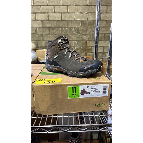 *NEW* PAIR OF OBOZ MEN'S BRIDGER MID B-DRY WATERPROOF HIKING BOOTS: SIZE 11 WIDE
