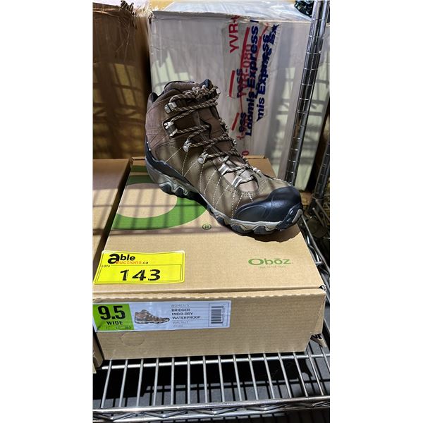 *NEW* PAIR OF OBOZ MEN'S BRIDGER MID B-DRY WATERPROOF HIKING BOOTS: SIZE 9.5 WIDE