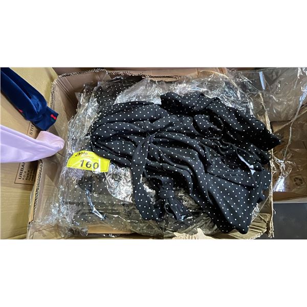 BOX OF *NEW WITH TAGS* SUZY SHIER BLACK W/WHITE POLKA DOT DRESSES: ASSTD. SIZES