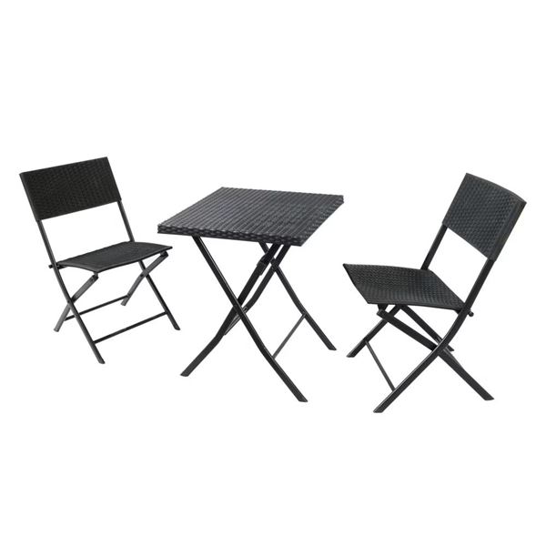 *NEW IN BOX* SUNMATE CASUAL 3-PC BLACK POWDER COATED STEEL BISTRO PATIO DINING SET AP-15-37