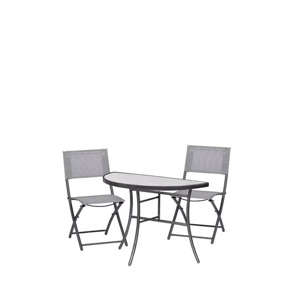 *NEW IN BOX* SUNMATE CASUAL 3-PC HALF-ROUND GREY PATIO BISTRO SET AP-203-97