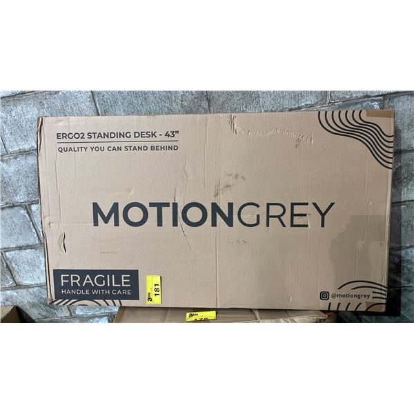 MOTION GREY ERGO2 STANDING DESK: 43" DARK BROWN BLACK FRAME *IN BOX*