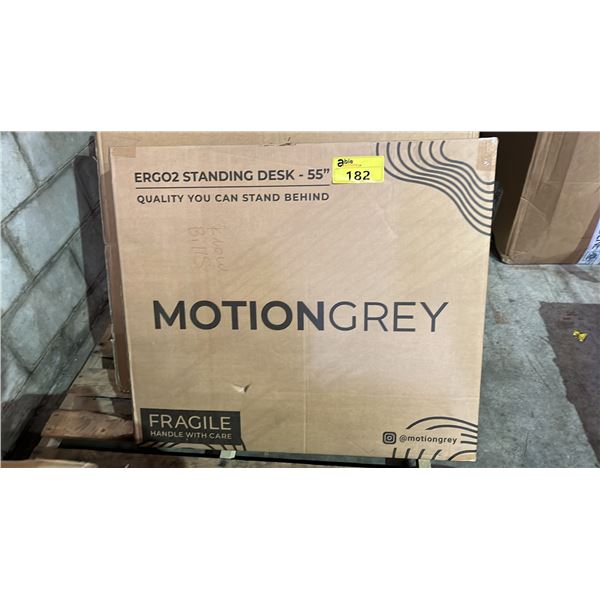 MOTION GREY ERGO2 STANDING DESK: 55" BLACK TOP BLACK FRAME *IN BOX*