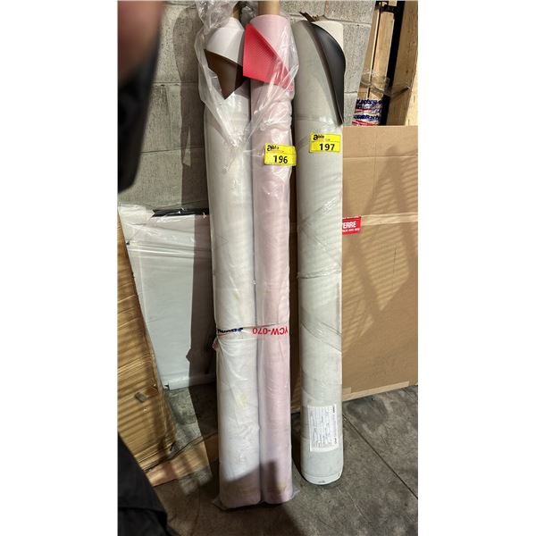 1 ROLL OF BROWN UPHOLSTERY VINYL & ROLL OF RED UPHOLSTERY VINYL