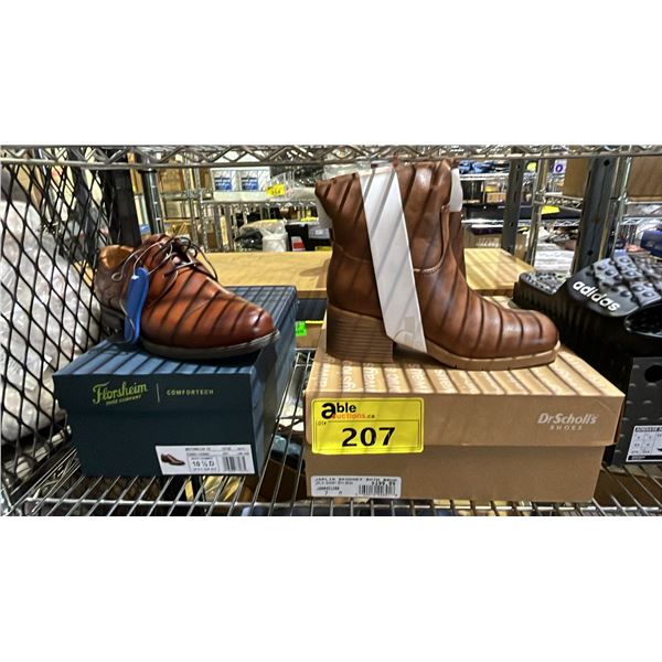 LADIES DR. SCHOLL KNEE HIGH JOPLIN BOOTS SIZE 7 & MEN'S FLORSHEIM MIDTOWN CAP OXFORD SHOES SIZE 10.5