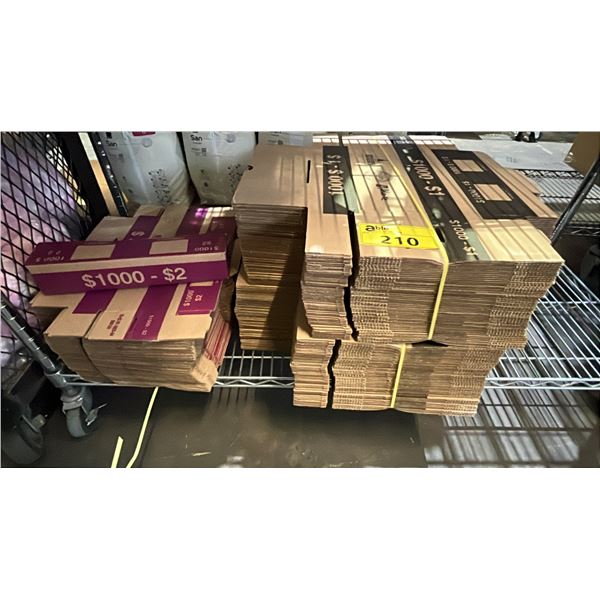 SHELF OF DIE-CUT COIN BOXES FOR ROLLS OF LOONIES & TOONIES
