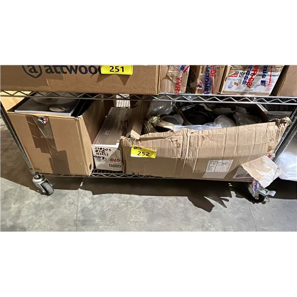 BOX OF SCHONWALD 2025 CATALOGUES, HP LASER JET TONER CARTRIDGE & BOX OF RUNNING SHOES