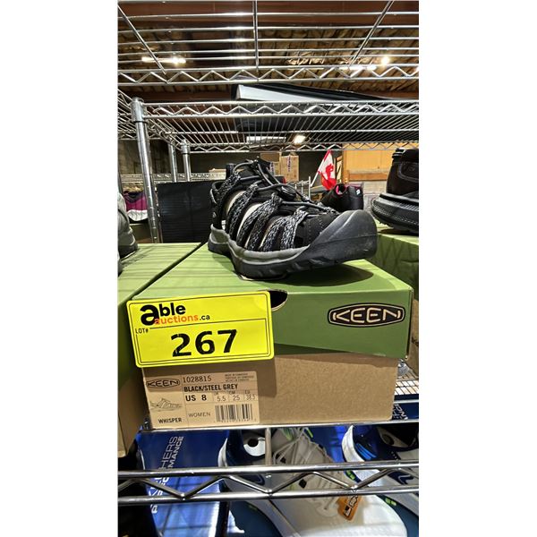 KEEN WOMEN'S BLACK/STEEL GREY WHISPER SANDALS: SIZE 8