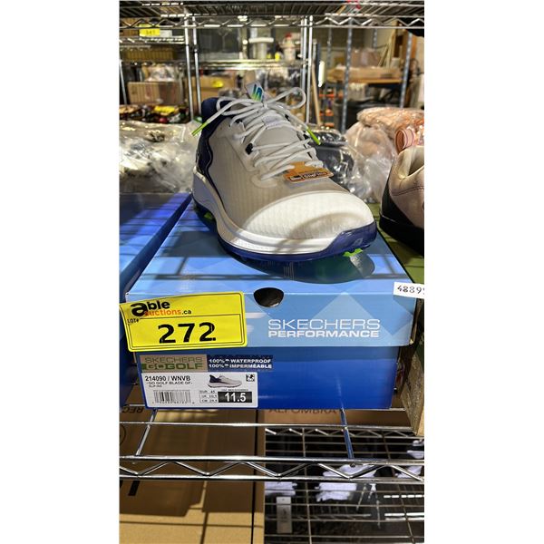 SKETCHERS MEN'S WHITE/NAVY GO GOLF BLADE GF SPIKLESS GOLF SHOES: SIZE 11.5